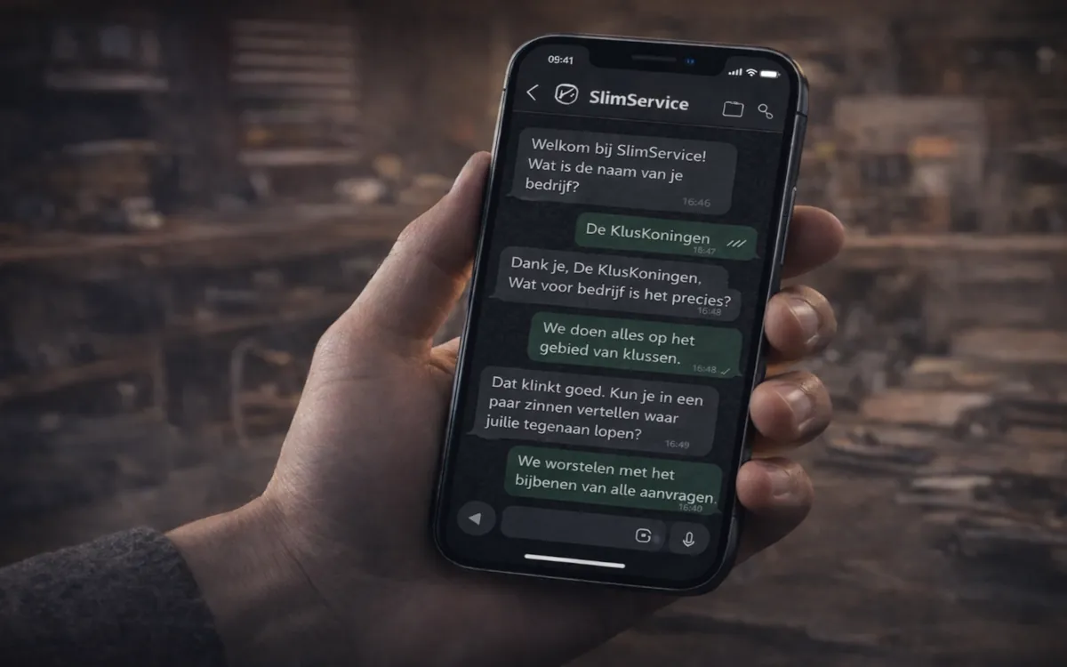 Preview: WhatsApp intake flow (voorbeeld)